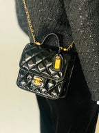 CC 2025 Medium Flap Bag Black Patent Calfskin