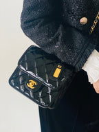 CC 2025 Medium Flap Bag Black Patent Calfskin