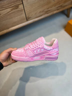 LV TRAINER MONOGRAM DENIM WHITE PINK SNEAKER