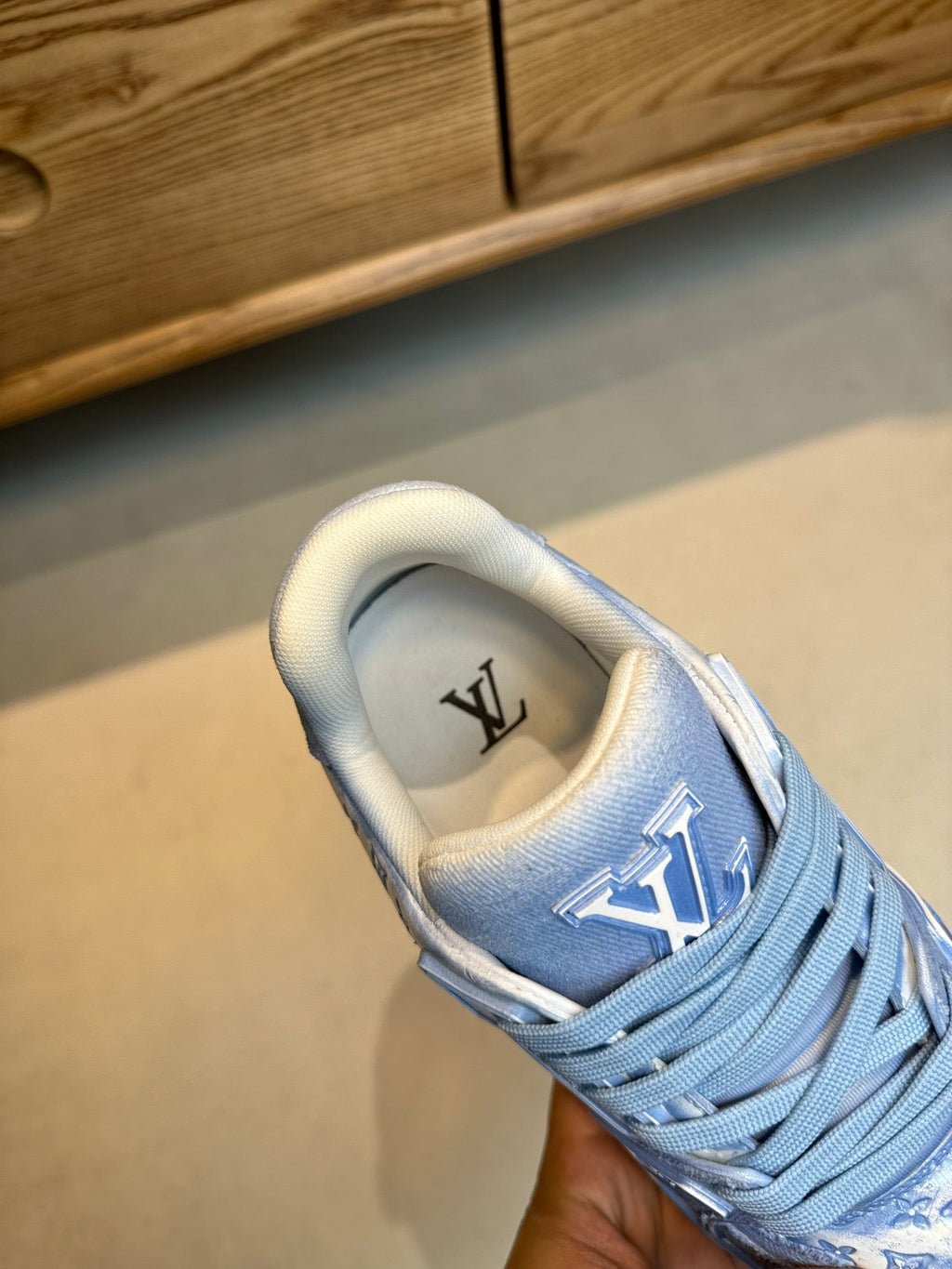 LV TRAINER MONOGRAM DENIM WHITE BLUE SNEAKER