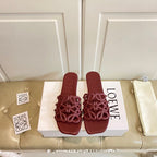 Loewe Petal Anagram Leather Slides Multicolor