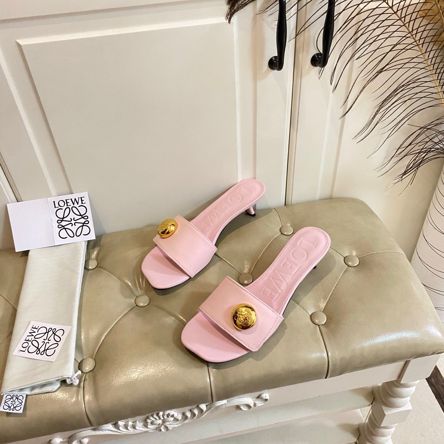Loewe 25 Pebble Leather Mule 45mm Multicolor Cowhide