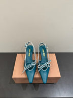 Miu slingback pump teal blue leather
