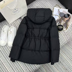 Prada 2025 Drawstring Waist Hooded Mig-length Jacket Down Polyester