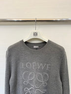 Loewe 2025 Logo Embroidered Round Neck long-sleeved Shirt Wool 303873