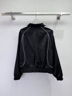 Prada 2025 Striped Patchwork Jacket Black And White Polyester