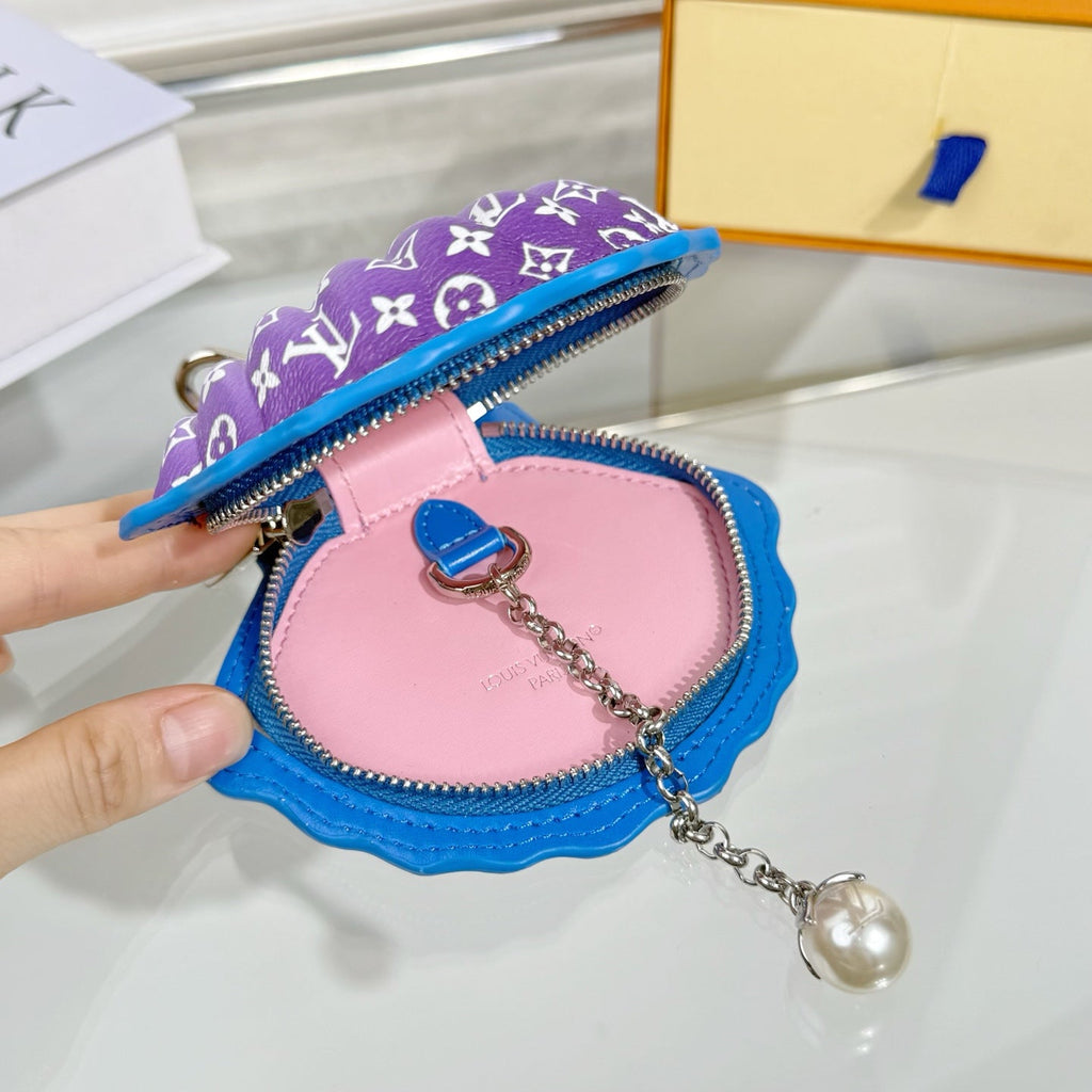 LV Shell Bag Charm Leather Canvas