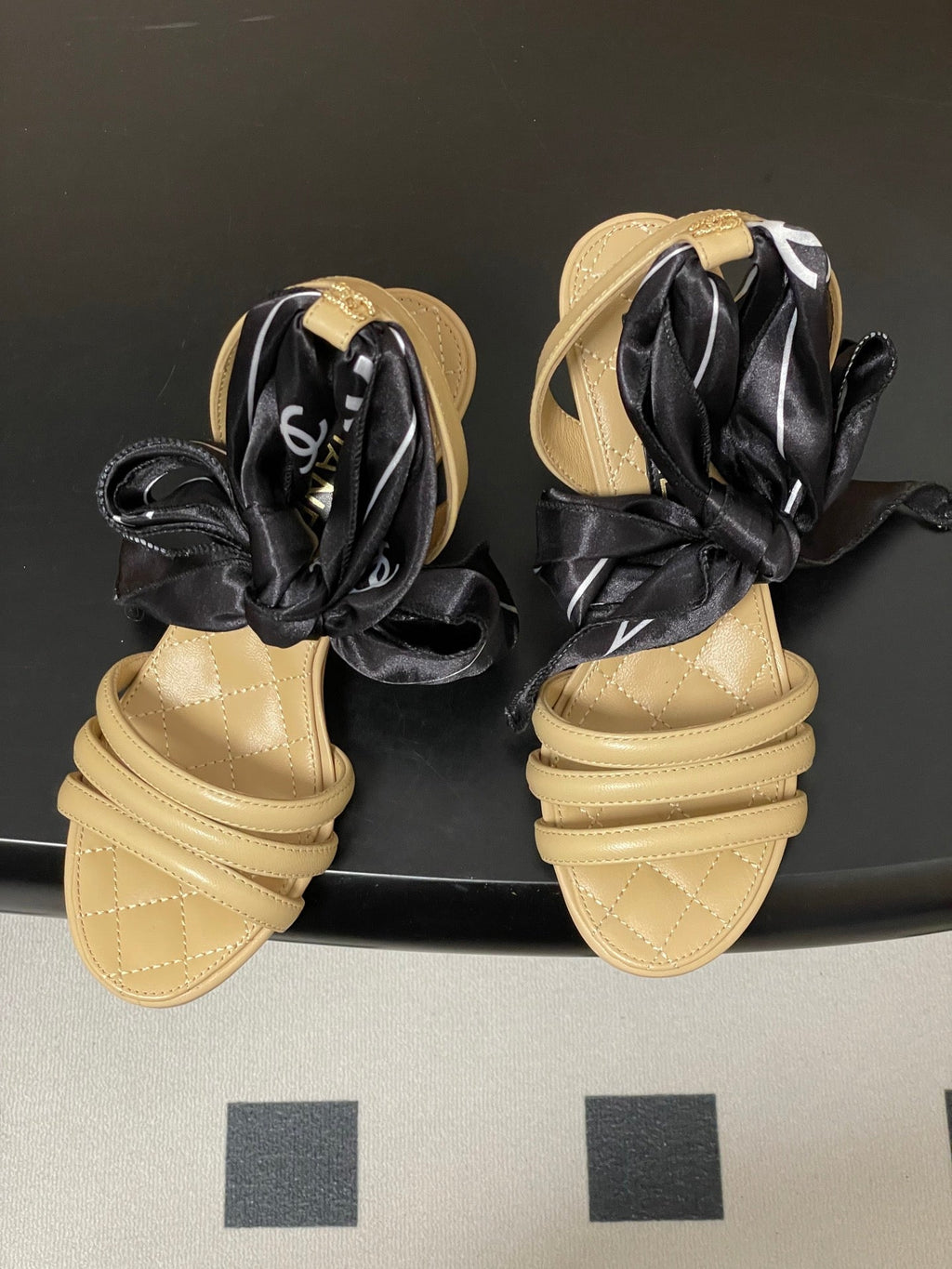 CC 26 Quilted Sandal 70mm With Scarf Sheepskin