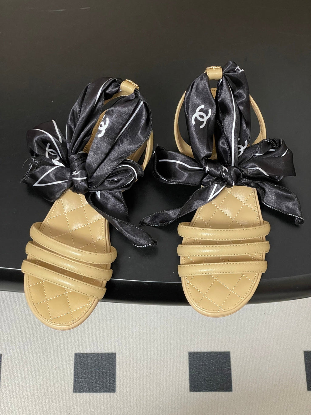 CC 26 Quilted Sandal 10mm With Scarf Sheepskin