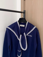 Miumiu 2025 Sailor Sweater Red and Navy Blue Wool