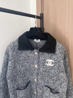 Chanel 2025 Two-tone Cardigan Beige and Gray Polyester Wool