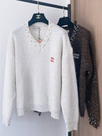 Miumiu 2025 Long-Sleeve Shirt with Logo Embellishment Wool