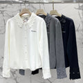 Miumiu 2025 Hollow-Out Crochet Collar Age-Defying Knit Cardigan Wool