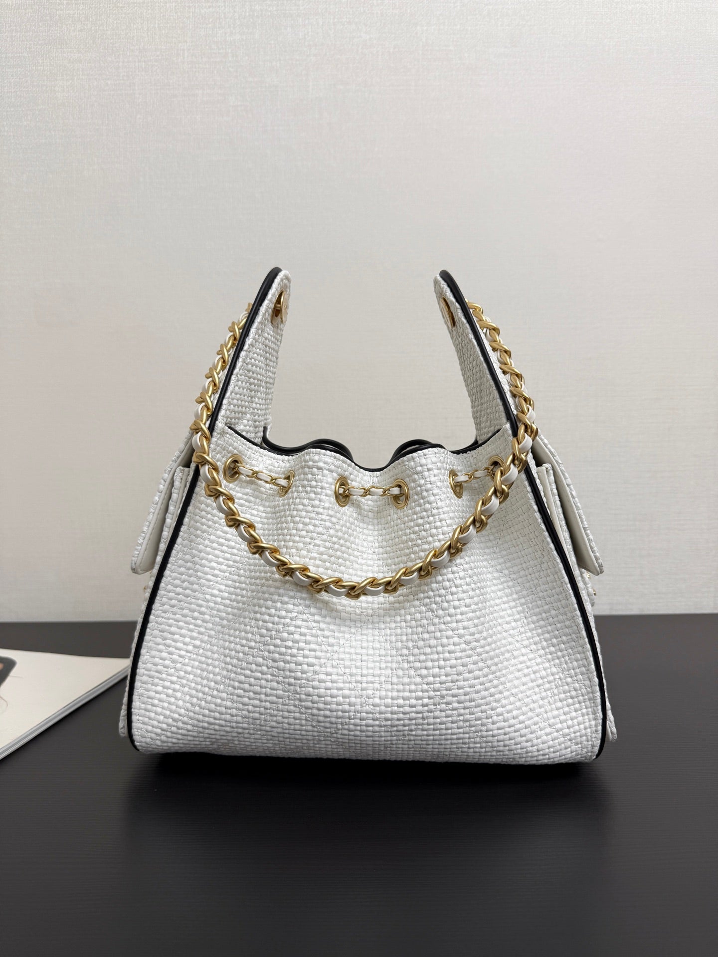 Chanel 2026 Hobo Bag 30cm White in Straw Weaving