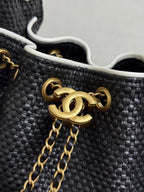 Chanel 2026 Hobo Bag 22cm Black in Straw Weaving
