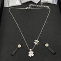Chanel Clover CC Pendant Silver Necklace