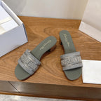 CD 26s Embroidered Sandals Olive Green Leather 685608