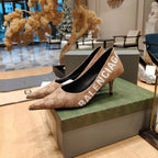 Balenciaga x GC 26s High Heel Pump Brown Monogram Printed Fabric 681309