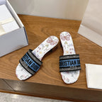 CD 26s Embroidered Sandals Canvas Cowhide 685577
