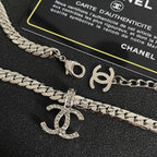 CC Plated Curb Chain Sliver Diamond Necklace