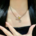 CC    Double C Star Gold Diamond Necklaces