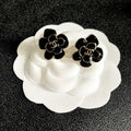 CC Camellia Double C Black Gold Earrings
