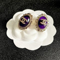 CC Double C Purple Pearl Gold Earrings
