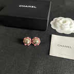 CC Pendant Double C Pink Pearl Gold Earrings 558643