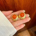 CC    Orange Red Gold Earrings