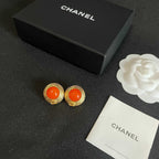 CC    Orange Red Gold Earrings
