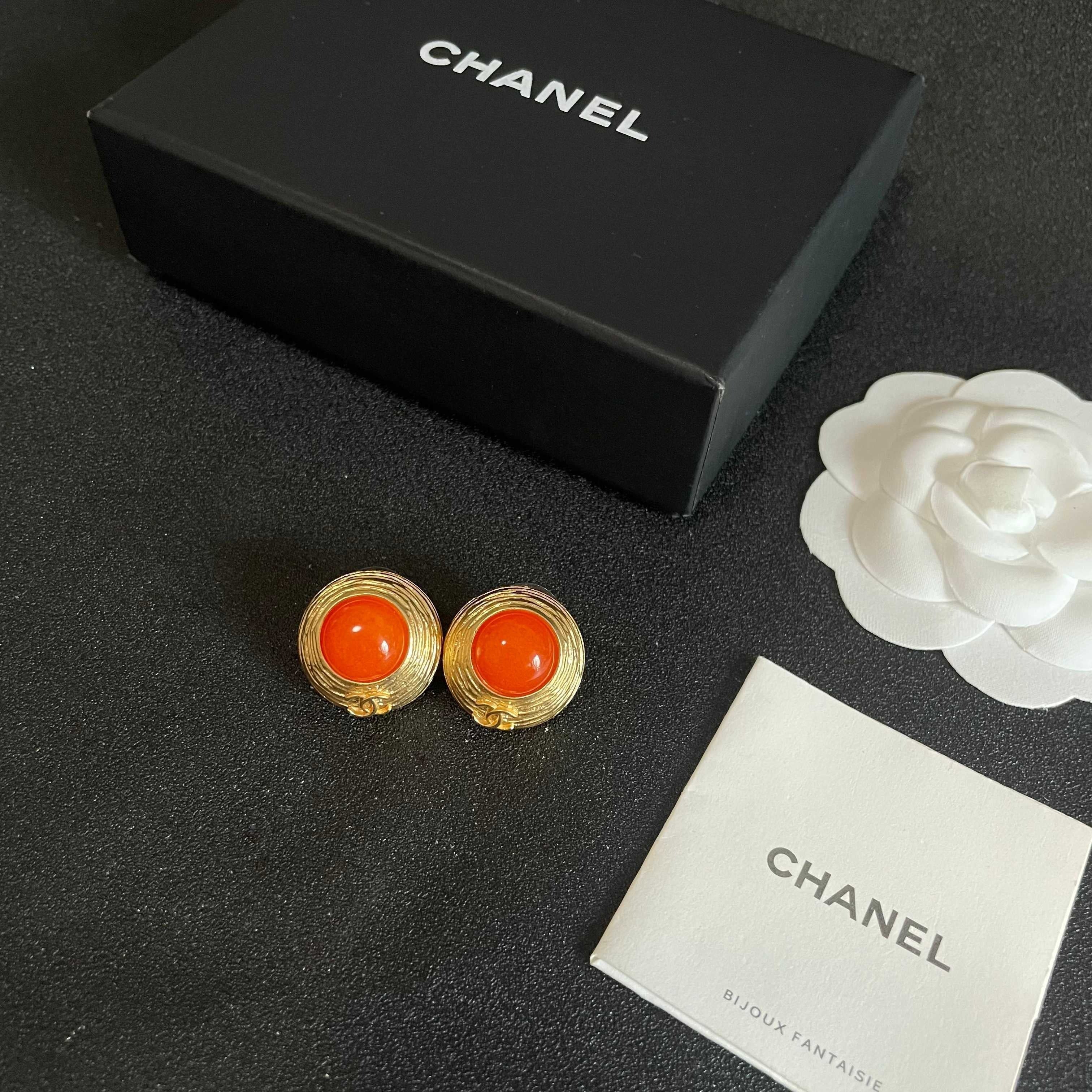 CC    Orange Red Gold Earrings
