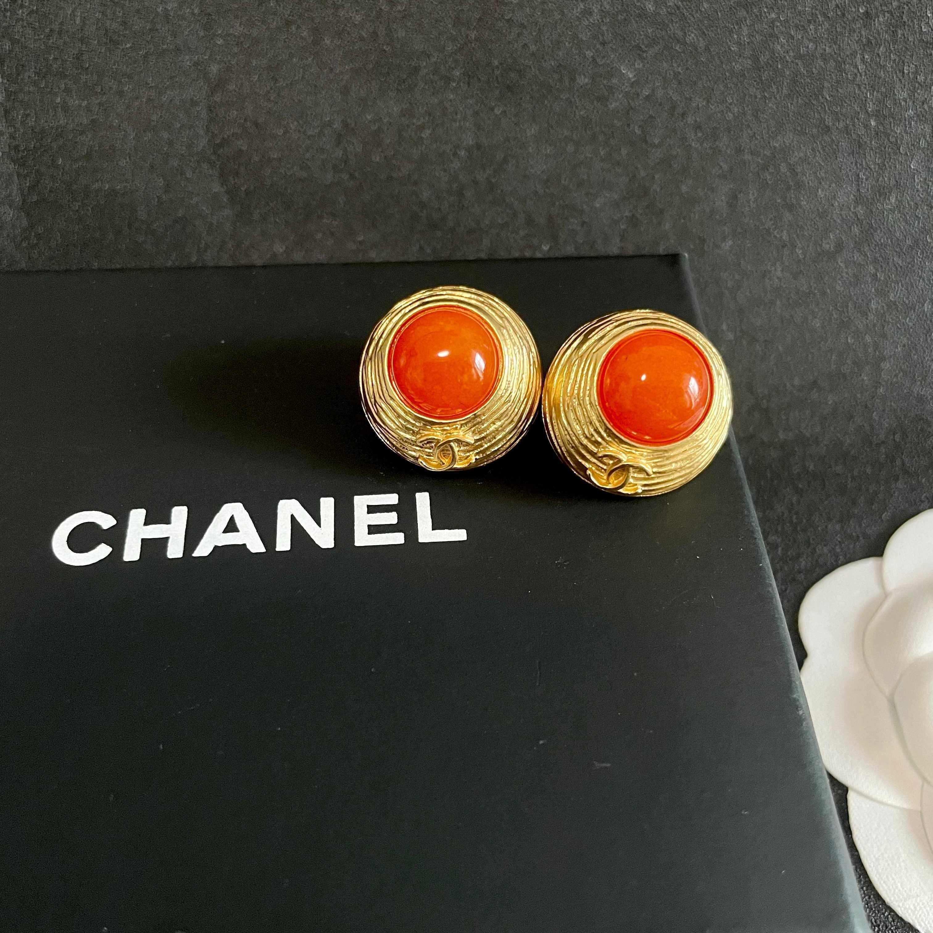 CC    Orange Red Gold Earrings