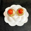 CC    Orange Red Gold Earrings