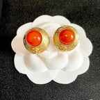 CC    Orange Red Gold Earrings