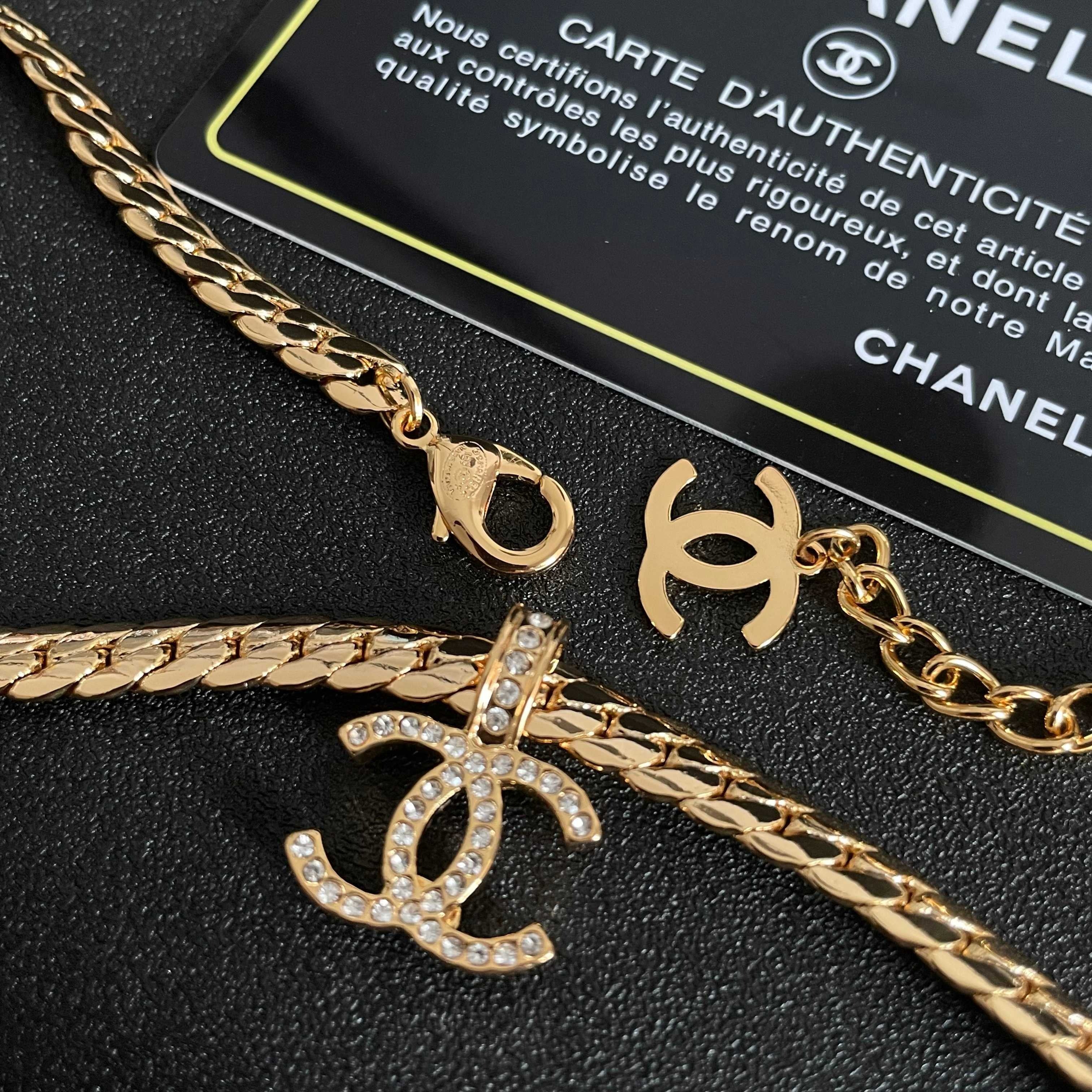 CC Plated Curb Chain Gold Diamond Necklace