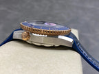 Omega Seamaster 46mm Blue Dial Pink Gold Case Blue Crocodile Leather