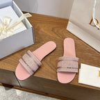 CD 26s Embroidered Sandals Canvas Cowhide 685496