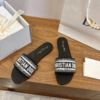 CD 26s Embroidered Sandals Canvas Cowhide 685496