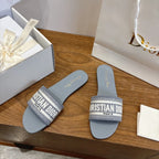 CD 26s Embroidered Sandals Canvas Cowhide 685496