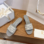CD 26s Embroidered Sandals 45 Canvas Cowhide 685519