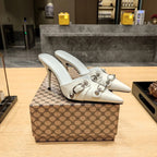 Balenciaga 26s High Heel Mules 90 Genuine Leather