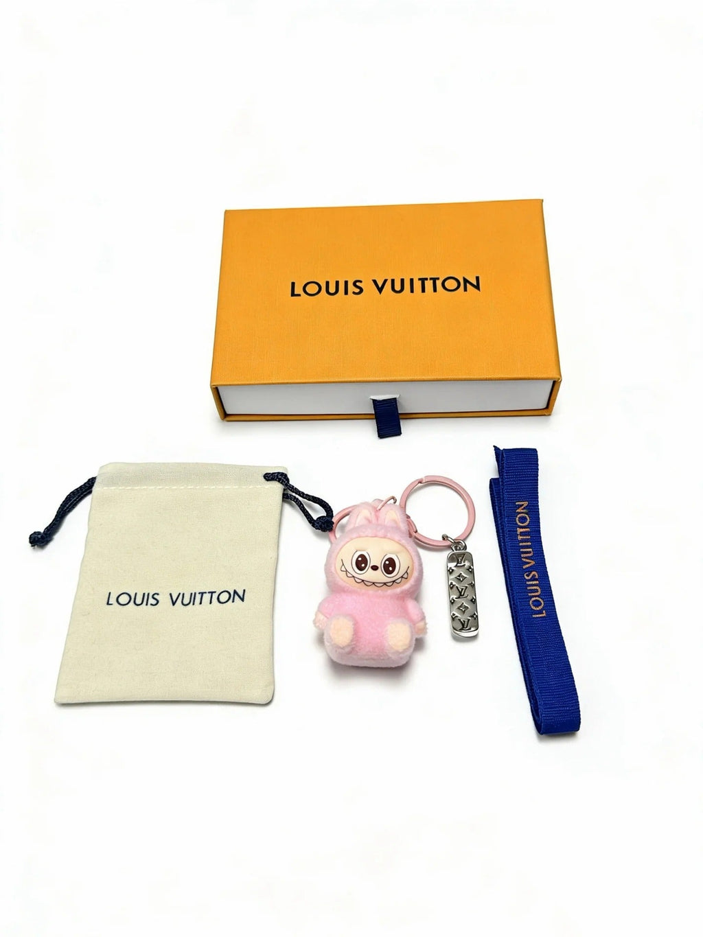 LV Pink Wool Labubu Charm