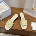 CD 26s Embroidered Sandals 45 Striped Pattern Canvas Cowhide 685549