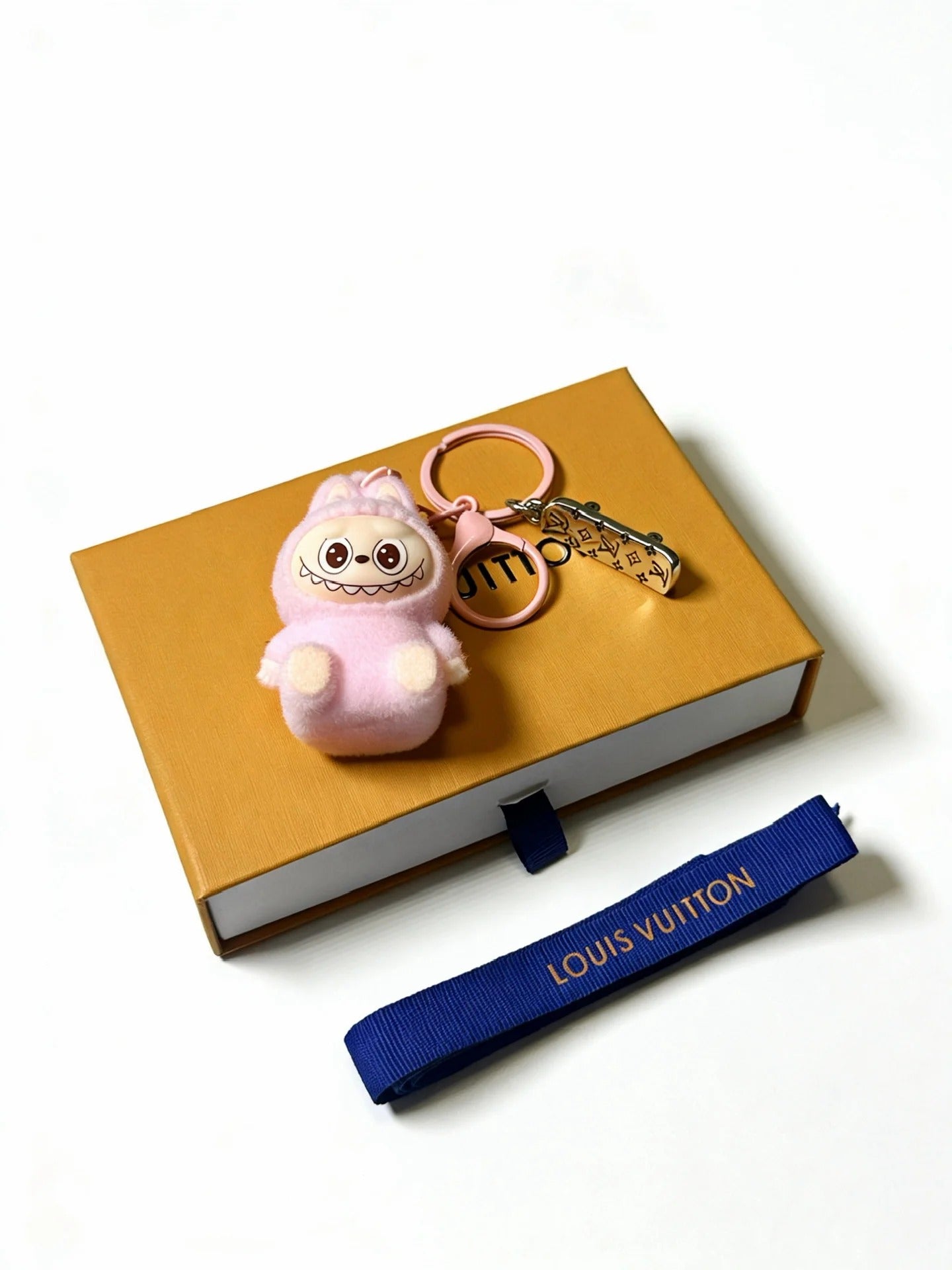 LV Pink Wool Labubu Charm