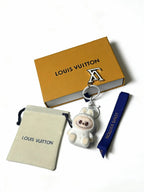 LV White Wool Labubu Charm