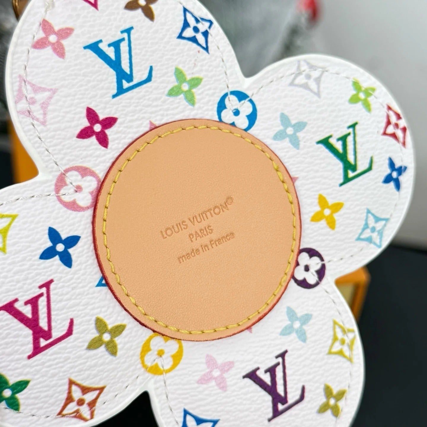 LV x TM Vivienne Head Bag Charm in Monogram Multicolor White Canvas
