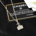 CC Classic Double C Light Gold Diamond Bag Necklace