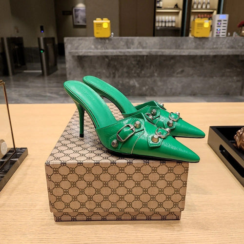 Balenciaga 26s High Heel Mules 90 Genuine Leather