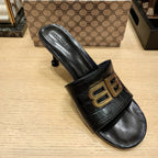 Balenciaga 26s Heeled Sandals 70 Black Crocodile Patterned Cowhide 681349