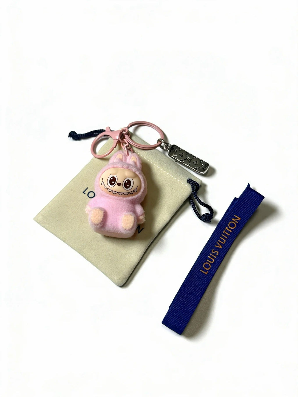LV Pink Wool Labubu Charm